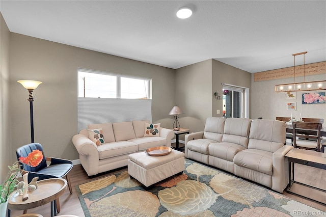 living room with hardwood / wood-style flooring