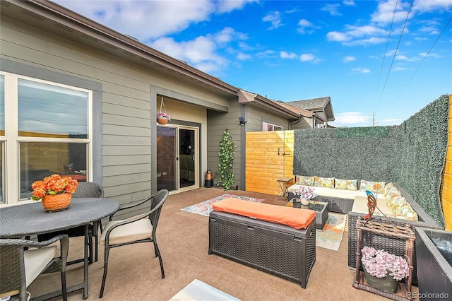 view of patio featuring an outdoor living space