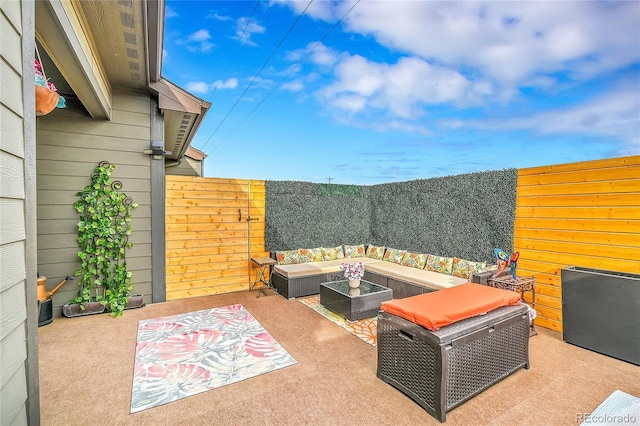 view of patio / terrace with an outdoor living space