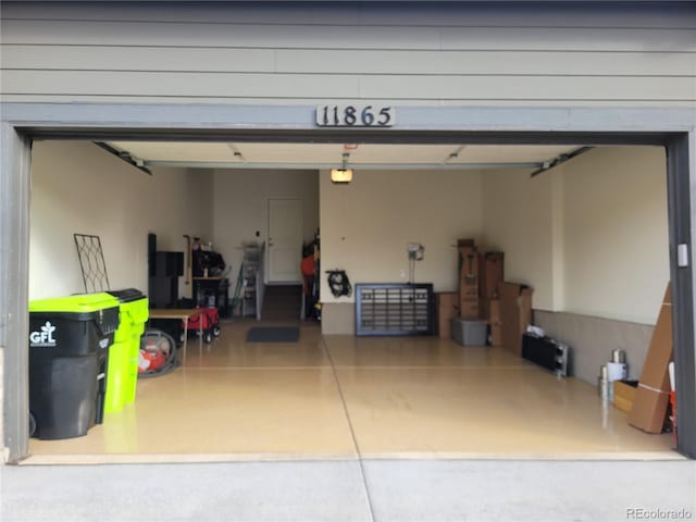 garage with a garage door opener