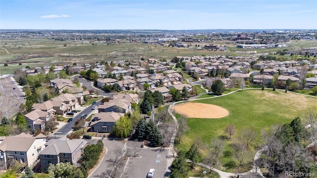 birds eye view of property with a residential view