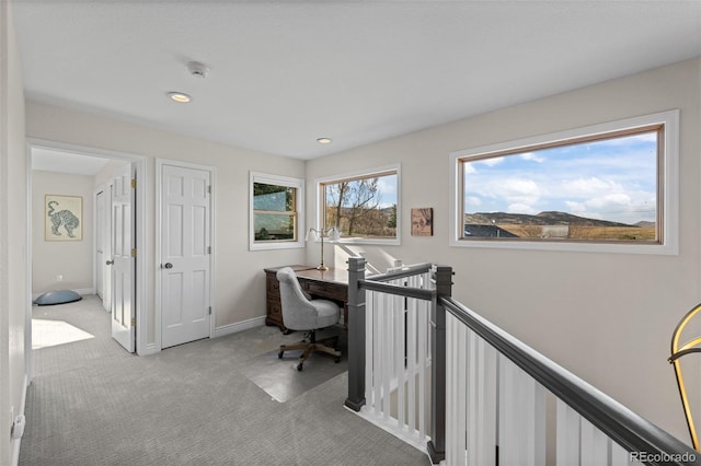 view of carpeted office space