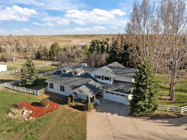 drone / aerial view featuring a rural view