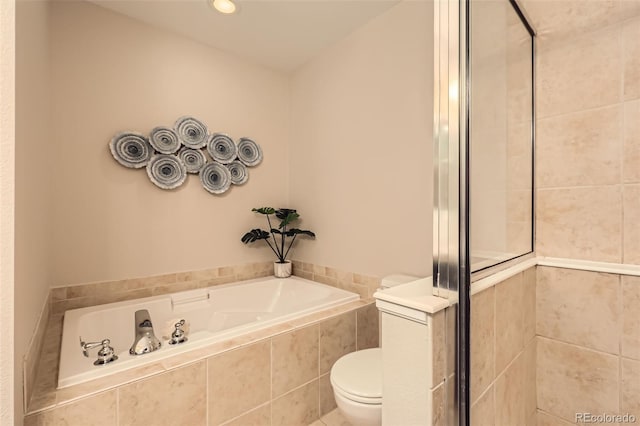 3411 N Xenia St, Denver, CO 80238 - full bathroom featuring a bath, a stall shower, and recessed lighting