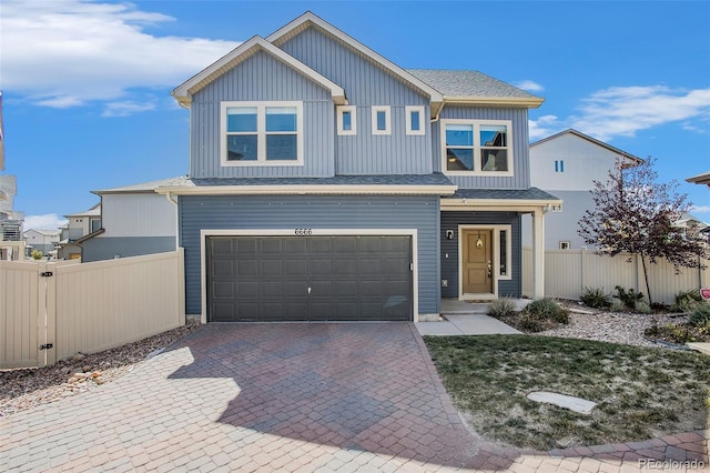 view of front of house with a garage