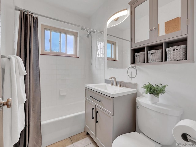 2797 S Newton Way, Denver, CO 80236 - bathroom featuring shower / bath combo, vanity, and tile patterned flooring