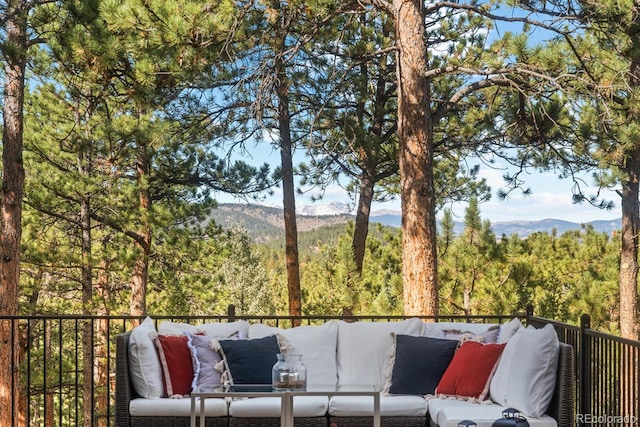 balcony with a mountain view