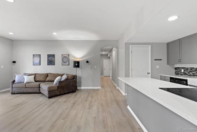 living room featuring light wood-type flooring