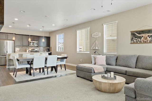 living room featuring light hardwood / wood-style floors