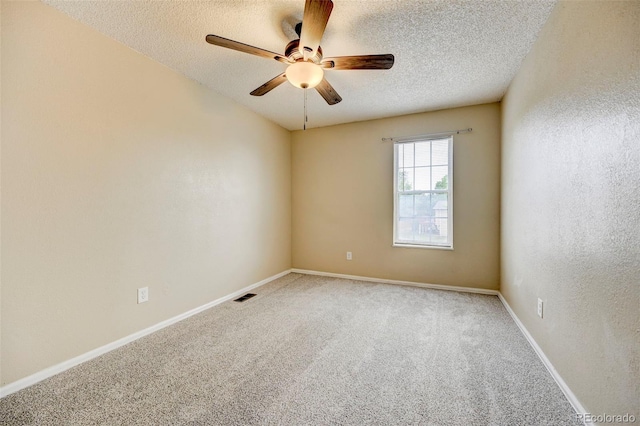 2726 Dickens Dr, Colorado Springs, CO 80916 - carpeted spare room featuring ceiling fan, a textured ceiling, and baseboards