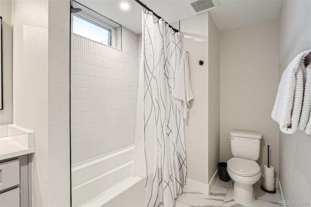4025 Jason St Unit 101, Denver, CO 80211 - bathroom with shower / tub combo, vanity, and marble look tile flooring