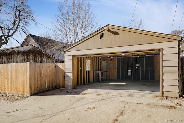 view of garage