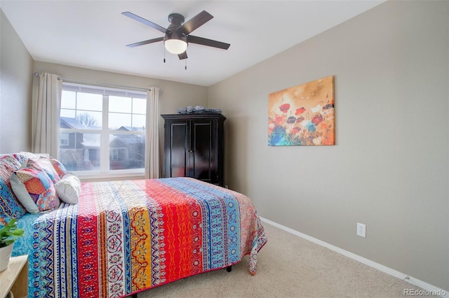 bedroom with carpet and ceiling fan