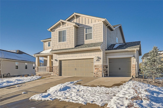 craftsman-style home with a garage