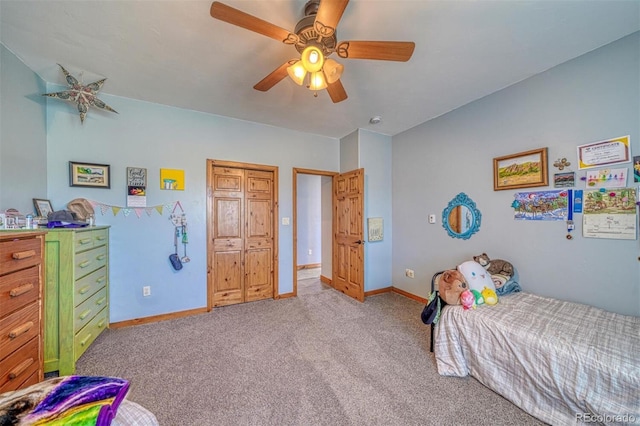 10757 Vista Farms Ct, Salida, CO 81201 - carpeted bedroom with baseboards and a ceiling fan