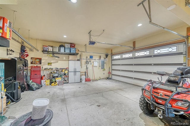 10757 Vista Farms Ct, Salida, CO 81201 - garage with electric panel, a garage door opener, and recessed lighting