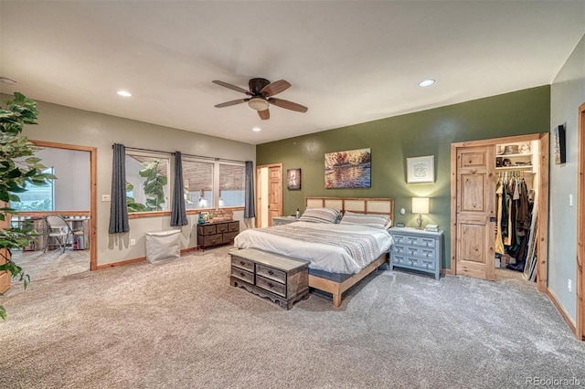 10757 Vista Farms Ct, Salida, CO 81201 - bedroom featuring carpet flooring, recessed lighting, a ceiling fan, and a walk in closet