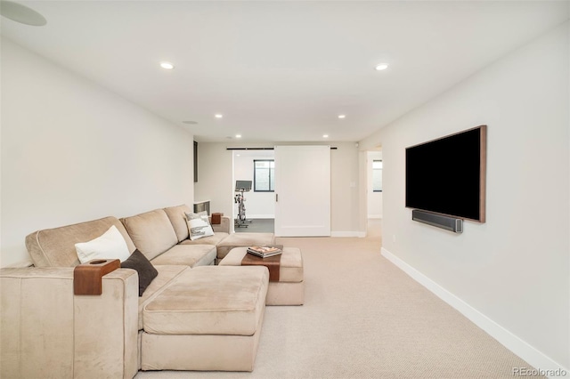 1462 S Vine St, Denver, CO 80210 - carpeted living room with recessed lighting and baseboards