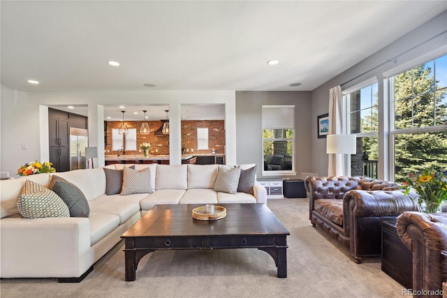 7963 S Valleyhead Way, Aurora, CO 80016 - living area featuring light carpet and recessed lighting