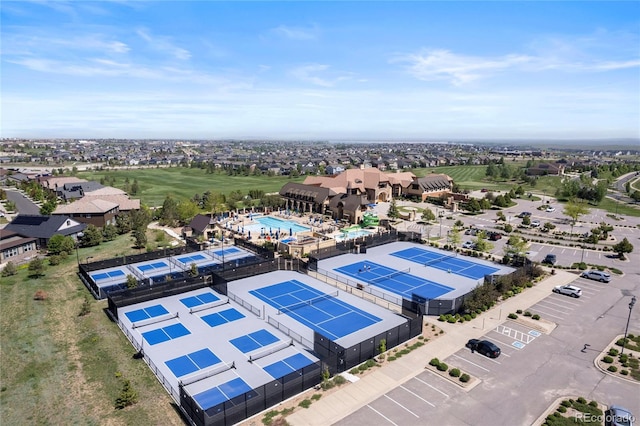 7963 S Valleyhead Way, Aurora, CO 80016 - bird's eye view of a pool area and a local golf course