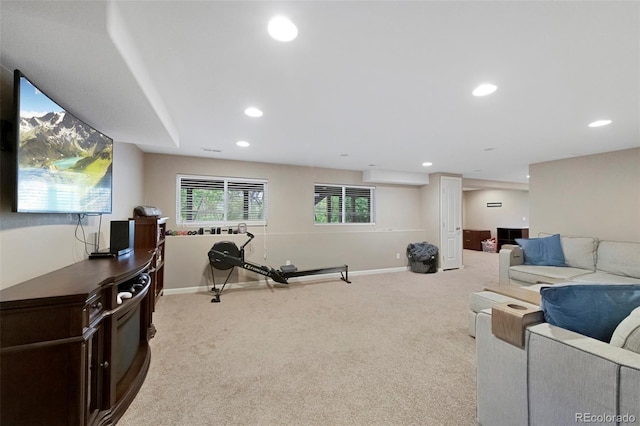 20460 Oakbrook Ln, Parker, CO 80138 - workout room featuring carpet, recessed lighting, and baseboards