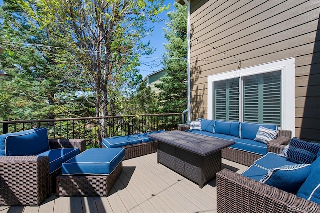 20460 Oakbrook Ln, Parker, CO 80138 - wooden terrace featuring an outdoor living space