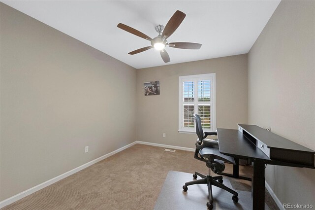 20460 Oakbrook Ln, Parker, CO 80138 - carpeted office space featuring baseboards and ceiling fan