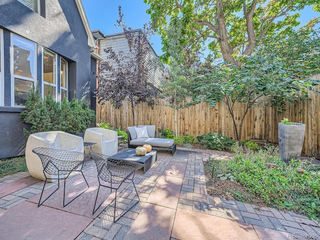 view of patio featuring an outdoor living space