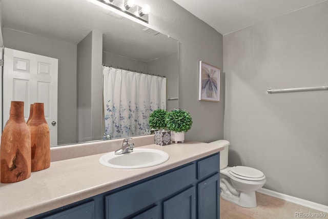 bathroom with tile patterned floors, vanity, and toilet