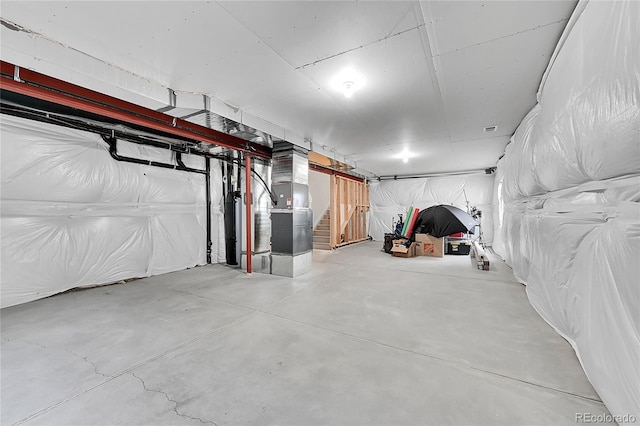 basement with heating unit