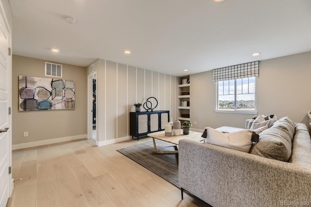 living room featuring light wood-type flooring