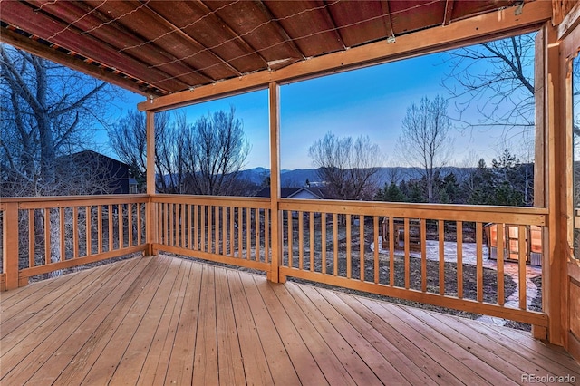 deck featuring a mountain view