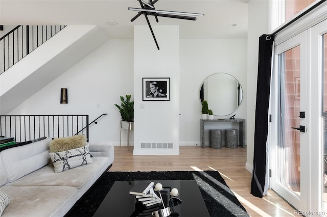 living room featuring light wood-type flooring