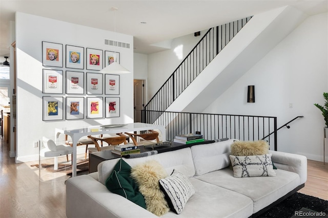 living room with hardwood / wood-style floors