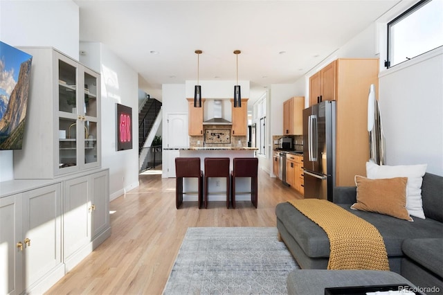 living room featuring light hardwood / wood-style floors