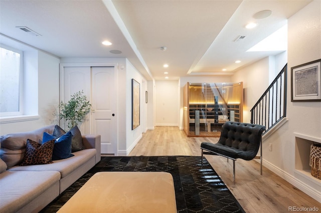 living room featuring light hardwood / wood-style flooring