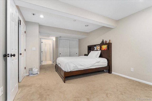 5370 S Gray St, Littleton, CO 80123 - bedroom with light colored carpet, a closet, and recessed lighting