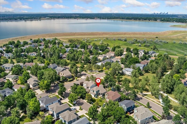 5370 S Gray St, Littleton, CO 80123 - aerial perspective of suburban area with a nearby body of water