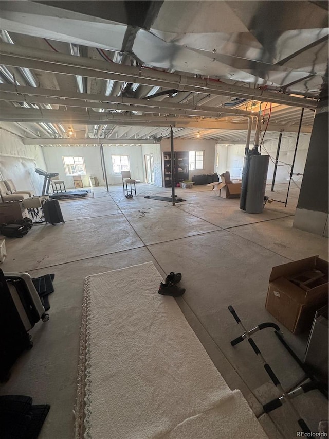 garage with gas water heater