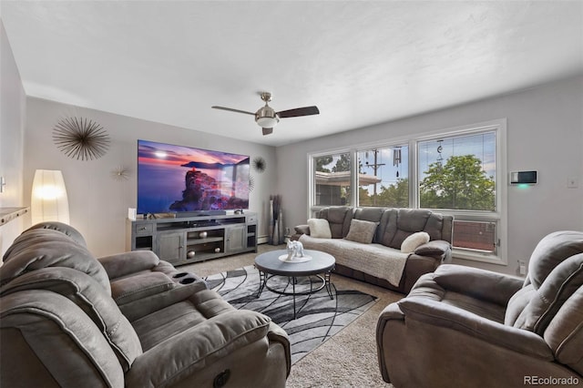 2633 Summit Dr, Colorado Springs, CO 80909 - carpeted living room featuring ceiling fan