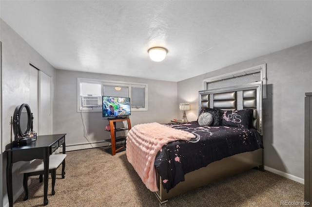2633 Summit Dr, Colorado Springs, CO 80909 - carpeted bedroom with a baseboard radiator and cooling unit