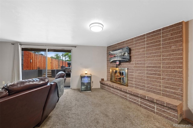 2633 Summit Dr, Colorado Springs, CO 80909 - carpeted living area with a fireplace and wine cooler