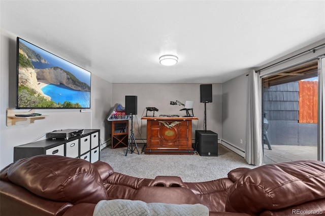 2633 Summit Dr, Colorado Springs, CO 80909 - living room featuring carpet floors and a baseboard heating unit