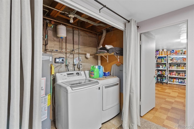 2633 Summit Dr, Colorado Springs, CO 80909 - washroom featuring washing machine and clothes dryer, tile patterned floors, and gas water heater
