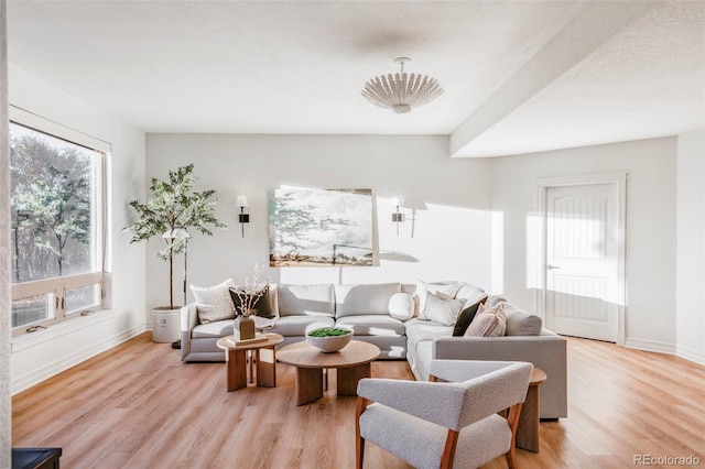 living room featuring light wood-type flooring