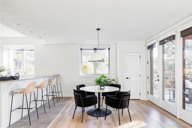 dining area featuring light hardwood / wood-style floors