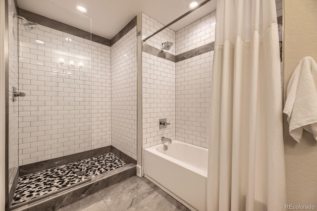 2442 S Bannock St, Denver, CO 80223 - full bath featuring tiled shower / bath and recessed lighting