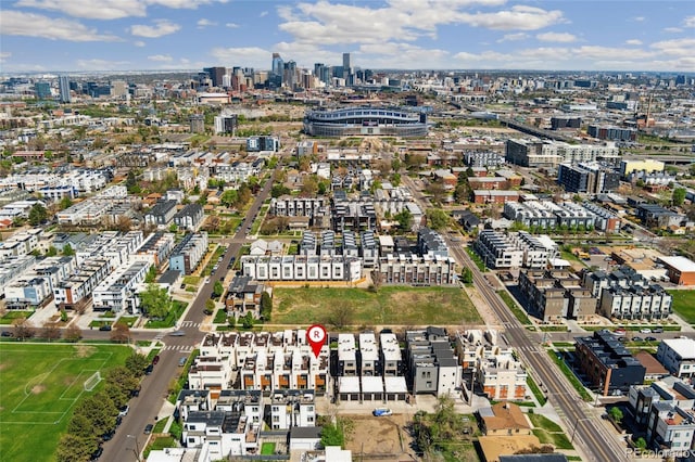 aerial overview of property's location featuring nearby urban area