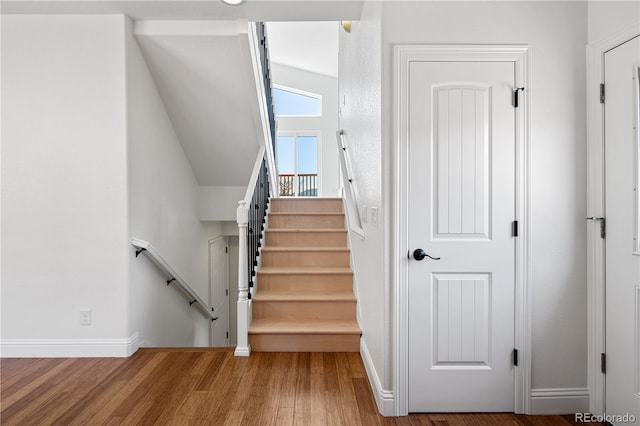 420 Sunshine Pkwy, Golden, CO 80403 - staircase featuring wood finished floors and baseboards