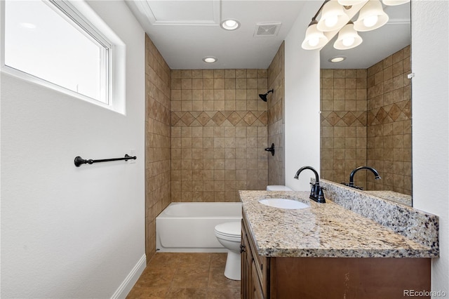 420 Sunshine Pkwy, Golden, CO 80403 - bathroom with vanity, baseboards, toilet, recessed lighting, and bathing tub / shower combination